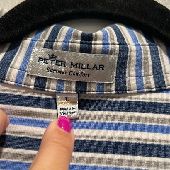 Peter Millar Summer Comfort Striped Shirt, Size Large - Picture 6 of 9